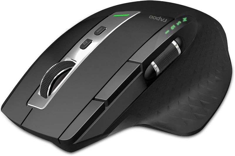 Photo 1 of Rapoo Bluetooth Wireless Mouse, 4 Adjustable DPI Rechargeable, Multi-Device (3 Bluetooth+USB) Programmable Ergonomic Mouse with Side Roller, Laser Mouse for Laptop Desktop PC
