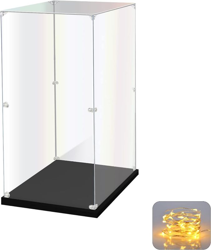 Photo 1 of Acrylic Display Case for Collectibles Assemble Clear Acrylic Display Box for Lego Alternative Glass Case for Display Figures Doll Toys Home Storage(8x8x14 inch, 20x20x35 cm)