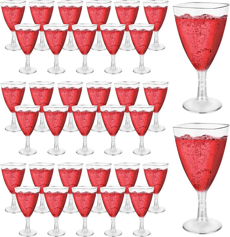 Photo 1 of 100PCS Plastic Wine Glasses Disposable Champagne Glasses With Stem, 7oz Clear Cocktail Glasses Disposable Wine Cups For Party, Mousse Cups Dessert Cups for Weddings, Birthdays, Catering, Picnics