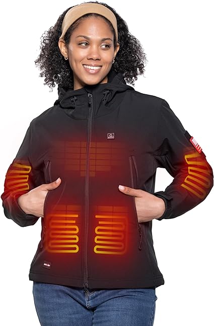 Photo 1 of DEWBU Heated Jacket for Women with 12V Battery Pack Winter Outdoor Soft Shell Electric Heating Coat