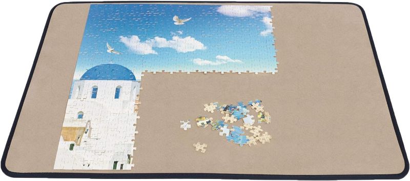 Photo 1 of Becko Jigsaw Puzzle Board Portable Puzzle Mat for Puzzle Storage Puzzle Saver, Non-Slip Surface, Up to 1000 Pieces (Khaki)
