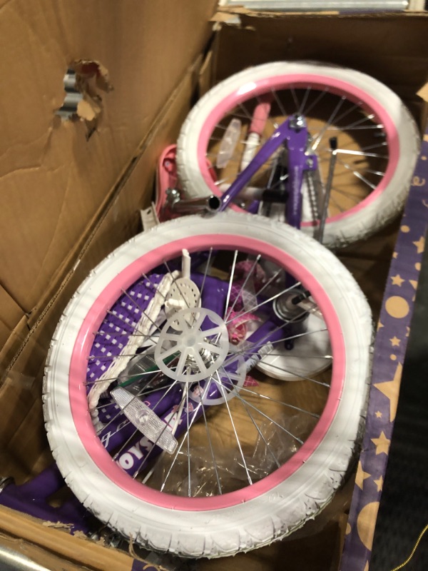 Photo 3 of **USE FOR PARTS ONLY**JOYSTAR Angel Girls Bike for Toddlers and Kids Ages 2-9 Years Old, 12 14 16 18 Inch Kids Bike with Training Wheels & Basket, 18 in Girl Bicycle with Handbrake & Kickstand Purple 18 Inch with Training Wheels & Kickstand