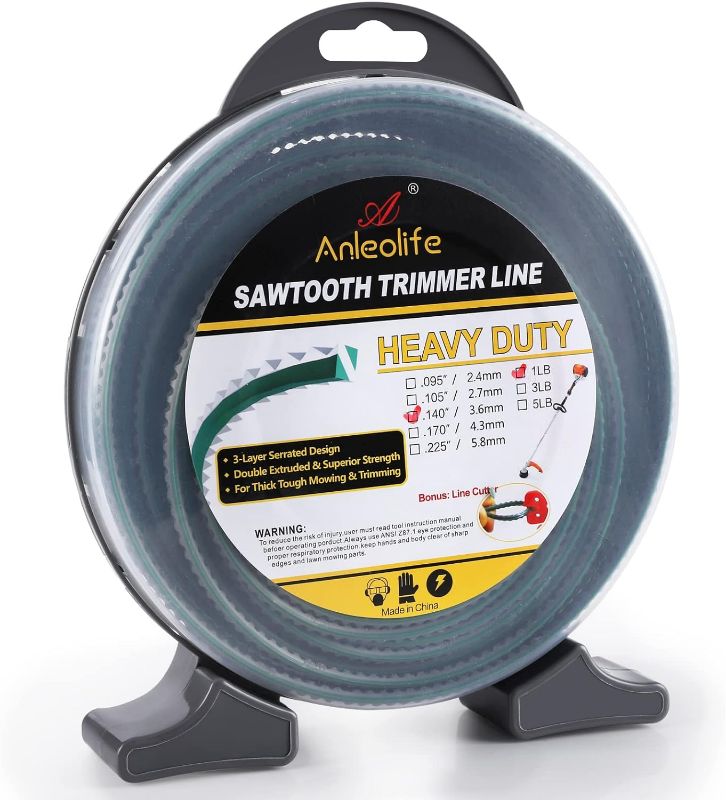 Photo 1 of A ANLEOLIFE 1-Pound Heavy Duty Sawtooth 140-mil-by-108-ft Dual Core String Serrated Trimmer Line Donut,with Bonus Line Cutter
