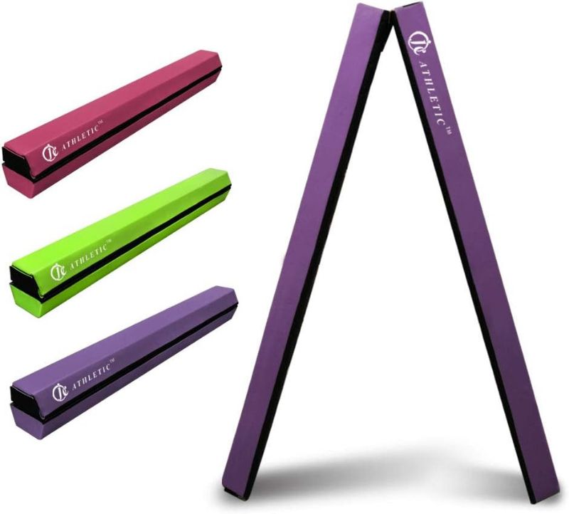 Photo 1 of 8FT Balance Beam Folding Floor Gymnastic Equipment for Kids Toddler Girls Adults Training Practice at Home,Wood Core with Foam Top and Side Covered with Non-Slip PVC