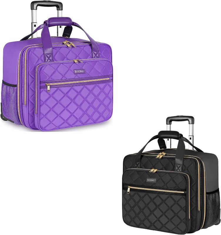 Photo 1 of Ytonet Rolling Laptop Bag Women, Rolling Briefcase for Women, 17.3 Inch Laptop Bag with Wheels Rolling Computer Bag Laptop Case for Work Travel College Business Wife Mom Teacher (purple)