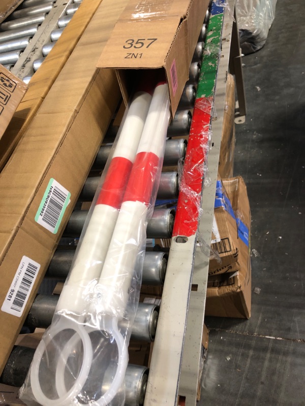 Photo 2 of [2 Pack] 4' to 6.9' Retractable Cone Bar, Expandable Traffic Cone Bars for Parking Lots, Extendable Barricade for Road Construction, White/Red [ Cone Not Include ] 2 Pack Red/White