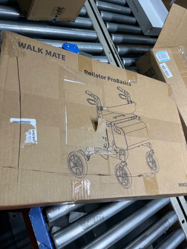 Photo 1 of WALK MATE Rollator Walker for Seniors with Cup Holder, Upgraded Thumb Press Button for Height Adjustment, 4 x 8" Wheels Walker with Seat Padded Backrest...
