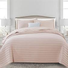 Photo 1 of 3-Piece Solid Striped Quilt Rose Clay Full/Queen Premium