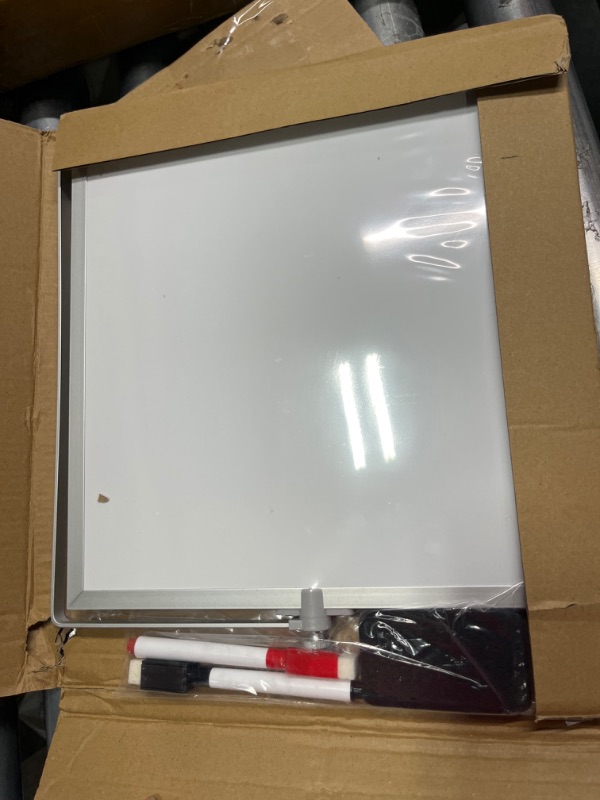 Photo 3 of Small WhiteBoard with Stand 10" X 10", ARCOBIS Magnetic Double-Sided Dry Erase White Board Easel for Desk Students Home Office Silver 10“ X 10”