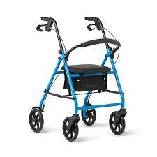 Photo 1 of Medline Standard Steel Folding Rollator Adult Walker with 8" Wheels, Supports up to 350 lbs, Light Blue 