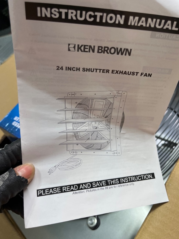 Photo 3 of KEN BROWN 24 Inch Shutter Exhaust Fan With 1.65 Meters Power Cord & Speed Controller Wall Mounted, High Speed 4400CFM, Vent Fan For Garages And Shops, Greenhouse,Attic Ventilation 24 Inch Fan