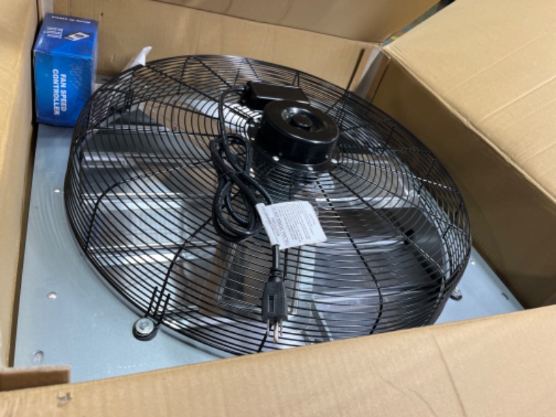 Photo 2 of KEN BROWN 24 Inch Shutter Exhaust Fan With 1.65 Meters Power Cord & Speed Controller Wall Mounted, High Speed 4400CFM, Vent Fan For Garages And Shops, Greenhouse,Attic Ventilation 24 Inch Fan