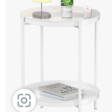 Photo 1 of 
KNITEY 2 Tier End Table - Metal Side Table Waterproof Small Sofa Coffee Side Tables Bedroom Indoor Outdoor with Removable Tray for Living Room Bedroom Balcony and Office (White)
17.7"D x 17.7"W x 21.28"H