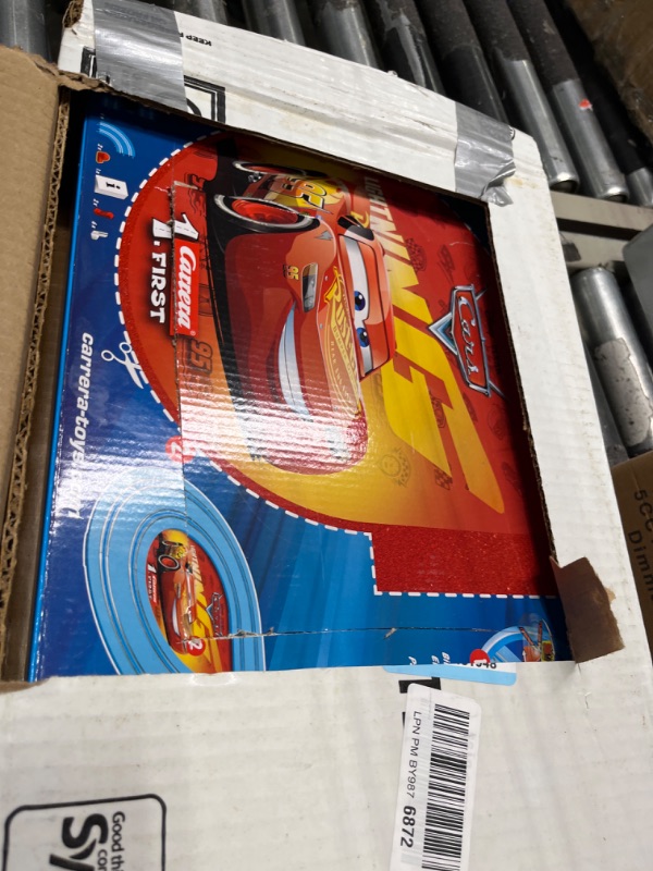 Photo 1 of Carrera First Disney/Pixar Cars - Slot Car Race Track - Includes 2 Cars: Lightning McQueen and Dinoco Cruz - Battery-Powered Beginner Racing Set for Kids Ages 3 Years and Up Disney Cars w/ Spinners