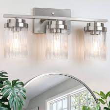 Photo 1 of 
JUNNAI 3 light bathroom vanity, light fixture silver 