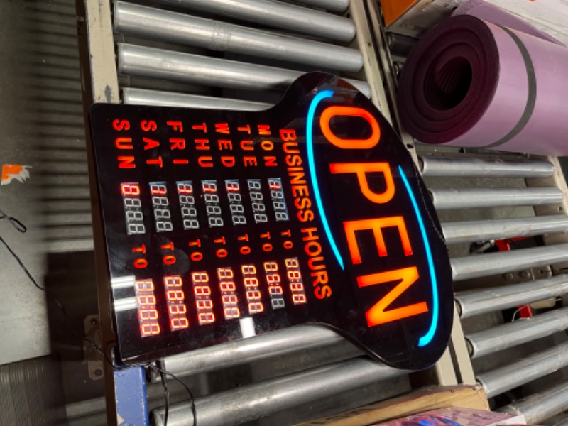 Photo 3 of Lighted 'Open' With Business Hours Sign    **no way to set time can be used for decor