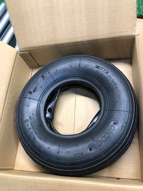 Photo 3 of 4.00-6 Replacement Tire and Inner Tube Set, 13" Heavy Duty Tire and Wheel, TR-13 Straight Valve Stem, for wheelbarrow Trolley Dolly Garden Wagon Wheel Replacement