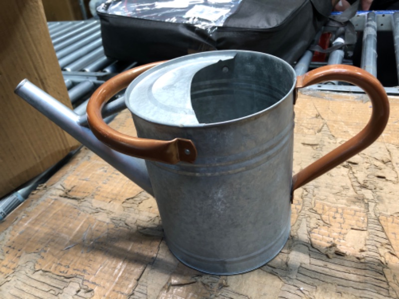 Photo 3 of 1 Gallon Metal Watering Can with Removable Spout, Nice Galvanized Steel Water Can with Embossed Design for Indoor and Outdoor Plants