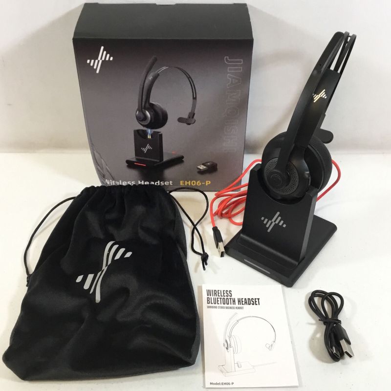 Photo 1 of JIAMQISHI EH06-P Black Wireless Bluetooth Headset W/ Noise Cancelling Microphone