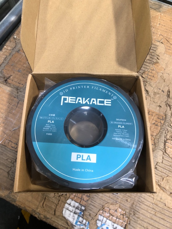 Photo 3 of PEAKACE PLA 3D Printer Filament 1.75mm, High Fluidity, No Clogging, High-Speed Printing, Dimensional Accuracy +/- 0.03mm, 1kg (2.2lbs) Spool, 340 Meters, Black 1kg Black