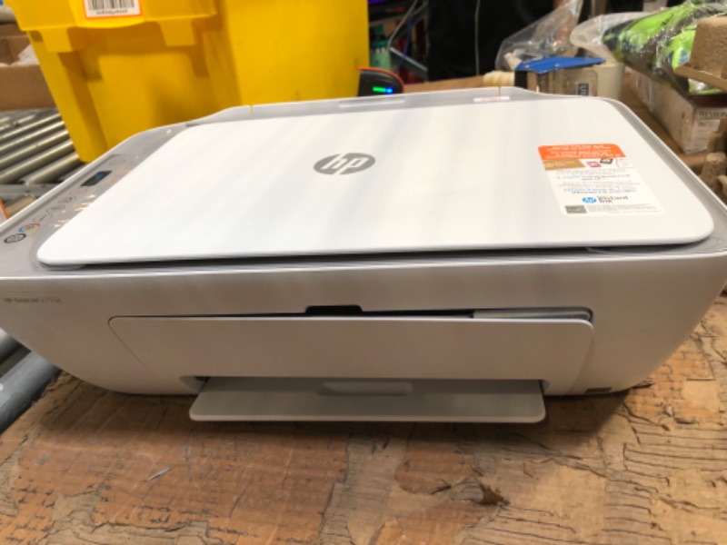 Photo 1 of HP DeskJet 2755e Wireless Color All-in-One Printer with bonus 6 months Instant Ink (26K67A), white