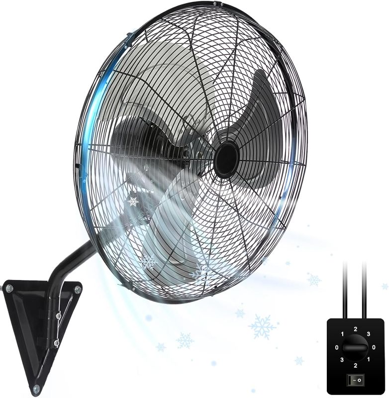 Photo 1 of 18In Wall Mount Fan, 120° Oscillating Fan and High Velocity 3-Speed Wall Fan, 5500 CFM Industrial Outdoor Wall Fan for Commercial, Garage, Residential, Warehouse