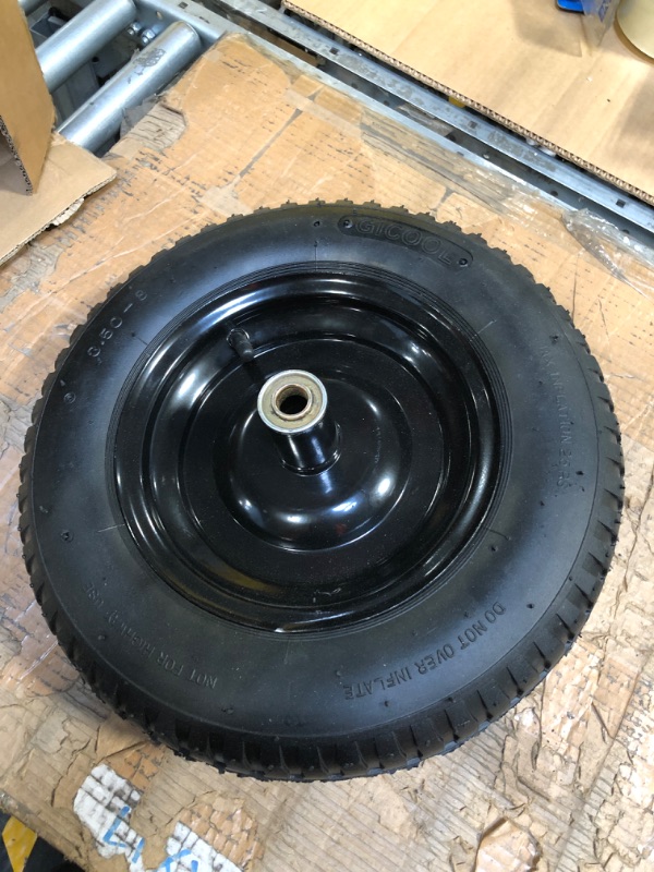 Photo 3 of 14.5" Tire and Wheel, 3.50-8 Wheelbarrow Pneumatic Tire, with 6" Centered Hub, 5/8" Axle Bore Hole, Sealed Bearings for Wheelbarrows Trolley Dolly Garden Wagon Gorilla Cart Wheel Replacement