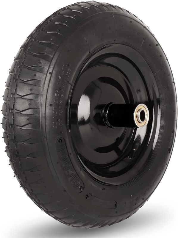 Photo 1 of 14.5" Tire and Wheel, 3.50-8 Wheelbarrow Pneumatic Tire, with 6" Centered Hub, 5/8" Axle Bore Hole, Sealed Bearings for Wheelbarrows Trolley Dolly Garden Wagon Gorilla Cart Wheel Replacement