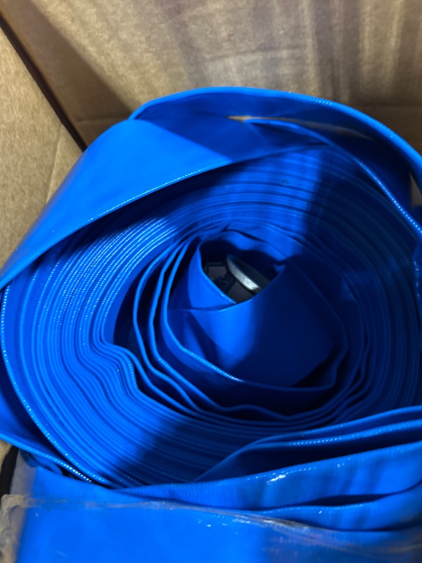 Photo 4 of 2" x 100' Blue PVC Backwash Hose for Swimming Pools, Heavy Duty Discharge Hose Reinforced Pool Drain Hose with Aluminum Camlock C and E Fittings PVC-Aluminum 2 in x 100 ft