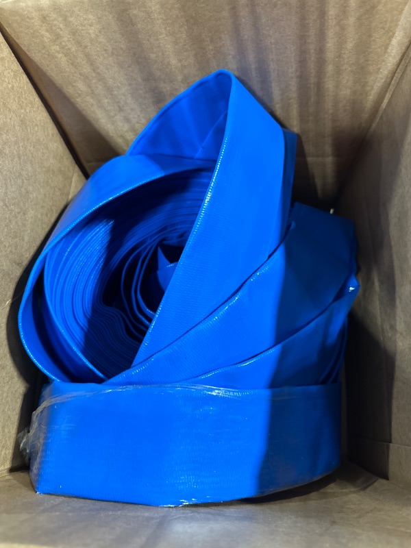 Photo 3 of 2" x 100' Blue PVC Backwash Hose for Swimming Pools, Heavy Duty Discharge Hose Reinforced Pool Drain Hose with Aluminum Camlock C and E Fittings PVC-Aluminum 2 in x 100 ft
