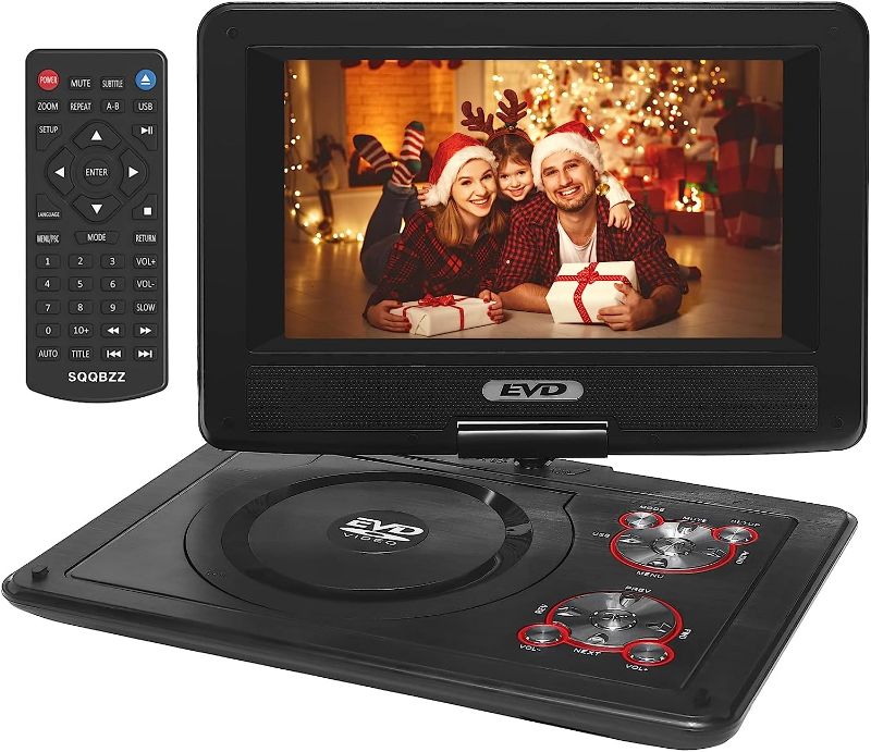 Photo 1 of 11.5" Portable DVD Player with 9.5" Swivel Screen, 5-Hours Rechargeable Battery,Car DVD Player,Support CD/DVD/SD Card/USB,Regions Free,Dual Speakers, Black…