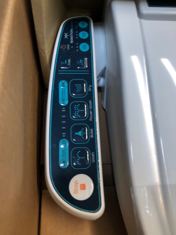 Photo 5 of **FOR PARTS** 2000 Series Electric Bidet Heated Smart Toilet Seat with Unlimited Heated Water, Side Control Panel, Deodorizer, and Warm Air Dryer - Adjustable and Self-Cleaning - Fits Elongated Toilets 2000 Series | Elongated | Side Panel