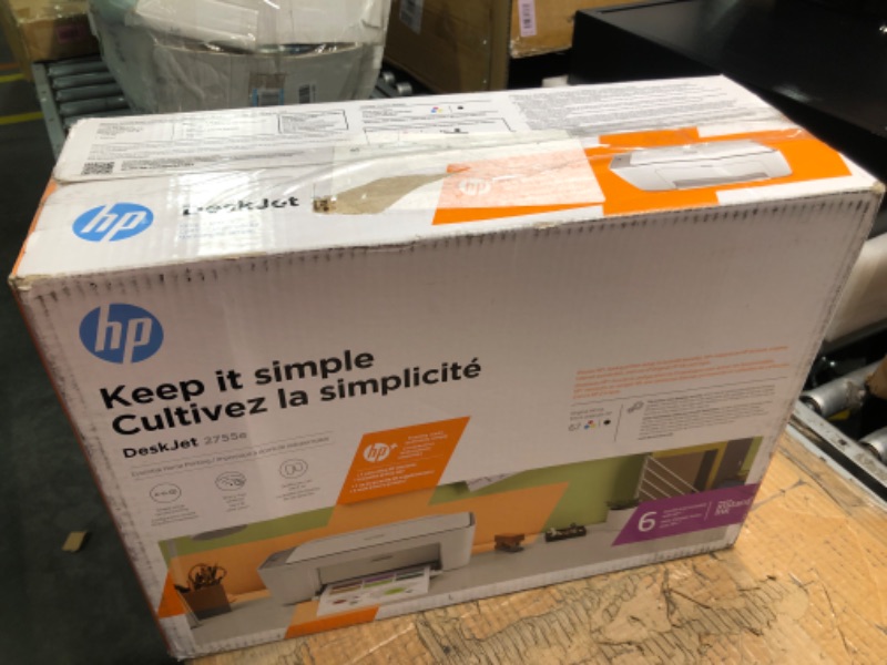 Photo 2 of HP DeskJet 2755e Wireless Color All-in-One Printer (26K67A), white