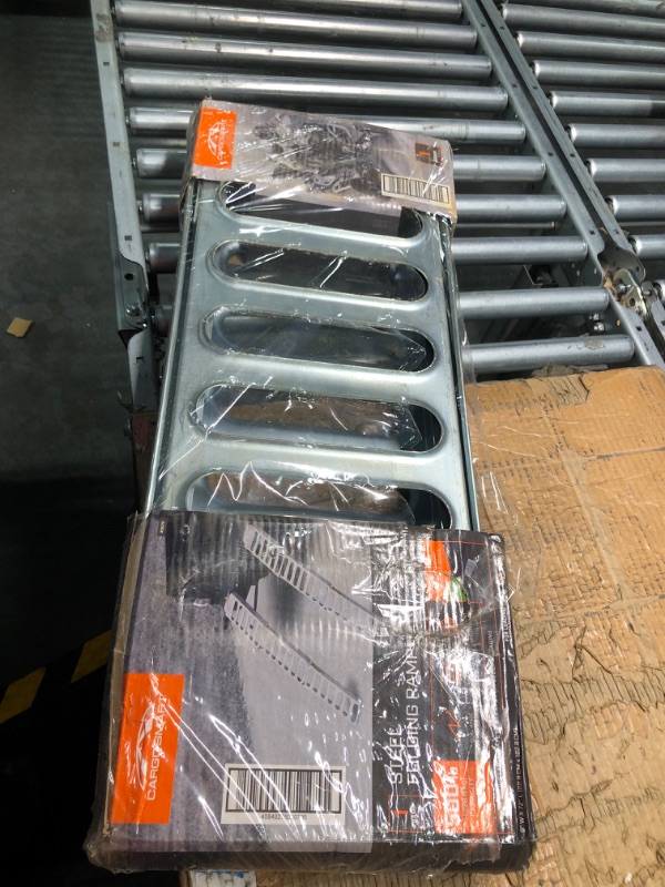 Photo 1 of CargoSmart Steel Tri-Fold Ramp with Punch Out Pattern (1pk) – Easily & Safely Load & Unload Push Mowers & Appliances, Compact Design for Easy Storage, Fits in Truck Bed Tool Boxes, 500 lb. Capacity 500 lb. Capacity,