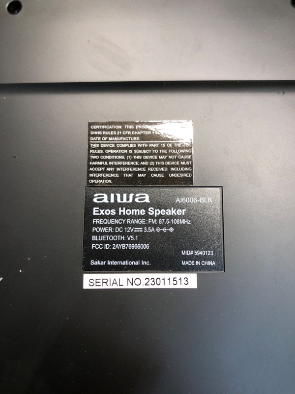 Photo 5 of AIWA Exos Home Speaker, Premium 30W RMS Sound System with CD Player, Bluetooth Connectivity, FM Radio, Optical Digital Input, Dual 1” Tweeters + Dual 2” Bass Units, IR Remote Control