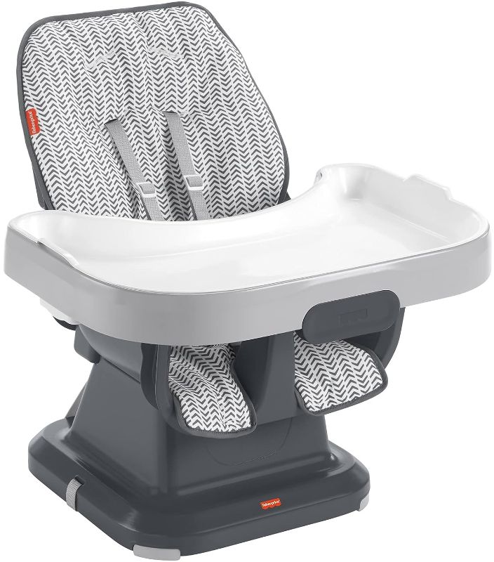 Photo 1 of *****MISSING LINER AND TRAY//SOLD AS PARTS***** 
Fisher-Price SpaceSaver Simple Clean High Chair Baby to Toddler Portable Dining Seat with Removable Tray Liner, Pencil Strokes