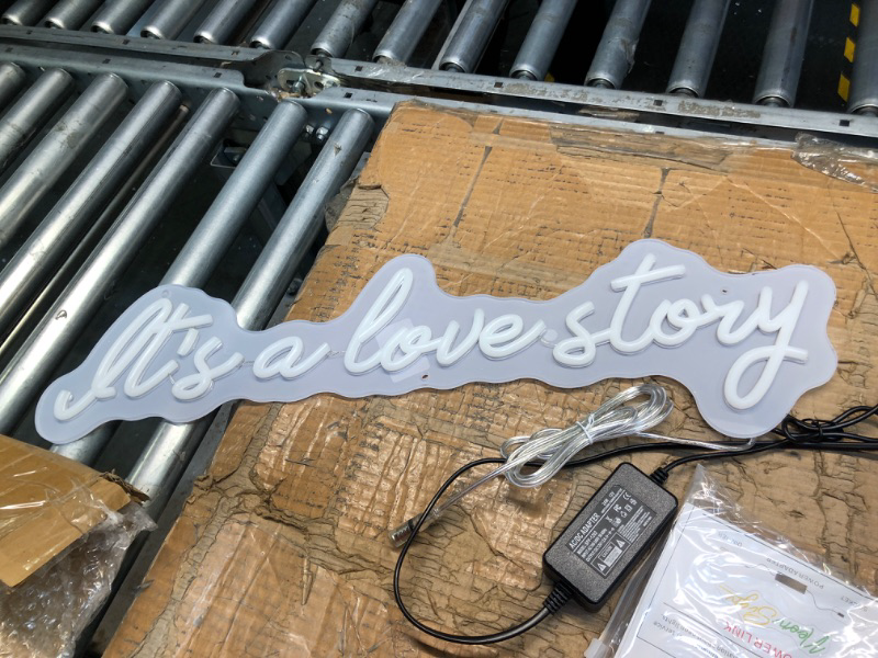 Photo 3 of Neon Signs for Wall Decor, Large Led Neon Sign It's A Love Story Personalized Neon Lights Signs for Bedroom, Wedding Engagement Decoration Birthday Party Valentines Day Gift, Cold White 23.6x7 IN