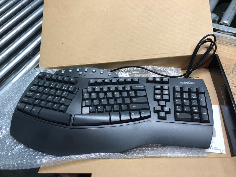 Photo 3 of Perixx Periboard-512 Ergonomic Split Keyboard - Natural Ergonomic Design - Black - Bulky Size 19.09"x9.29"x1.73", US English Layout Wired Black Keyboard