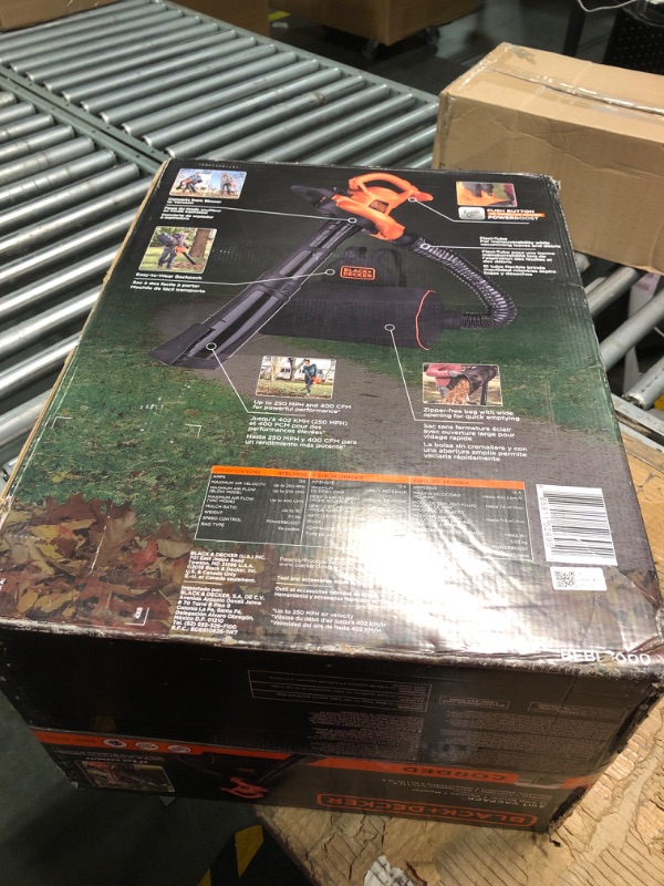 Photo 2 of ****MISSING PIECES//SOLD AS PARTS**** 
Black & Decker BEBL7000 VACPACK 120V/240V 12 Amp Corded 3-in-1 Leaf Blower/Vacuum/Mulcher