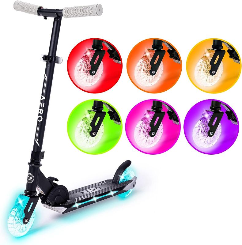 Photo 1 of Aero Kick Scooter for Kids Ages 5-7 or 5-8 or 6-12 with Dynamic Lights, Foldable and Height Adjustable, Scooters for Boys and Girls 6 Years and up with Light up Clear Wheels and Deck