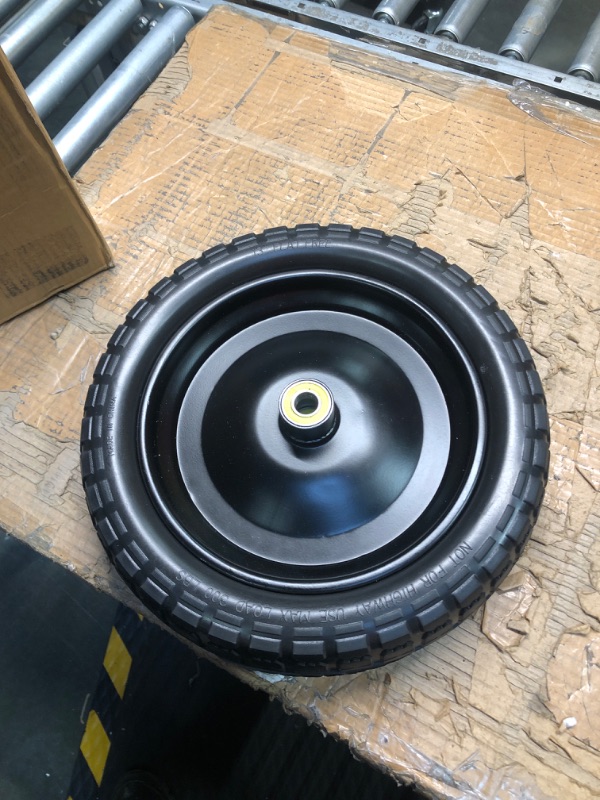 Photo 3 of 13" Flat-free Solid Tire and Wheel, with 5/8" Axle Bore Hole, 2.2" Offset Hub, Compatible with Wheelbarrow Garden Wagon Trolley Dolly, 2 Pack