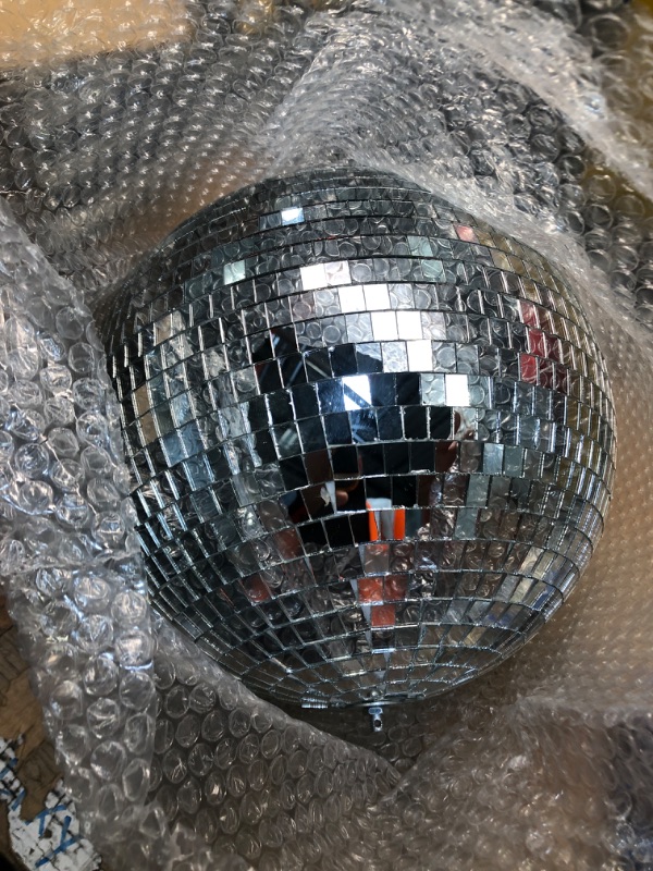 Photo 3 of 12" Disco Ball Mirror Ball Disco Party Decoration Stage Light Dj Light Effect Home Business Christmas Display Decoration Silver