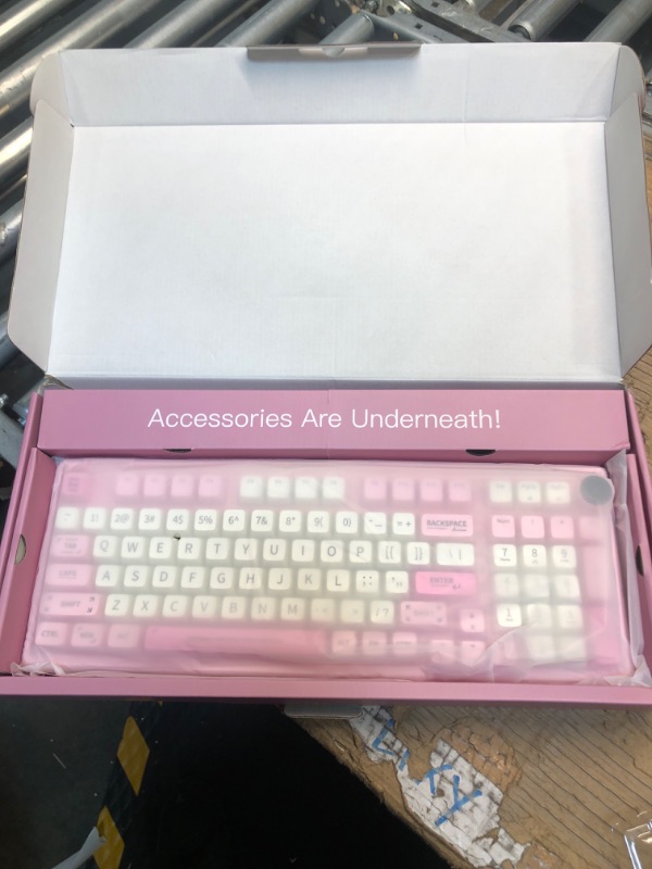 Photo 3 of EPOMAKER RT100 97 Keys Gasket BT5.0/2.4G/USB-C Mechanical Keyboard with Customizable Display Screen, Knob, Hot Swappable Socket, 5000mAh Battery for Win/Mac(RT100 Pink, Wisteria Linear Switch) Wisteria Linear Switch RT100 Pink