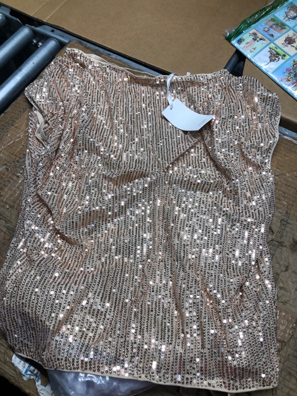 Photo 3 of GRACE KARIN One Shoulder Sequin Sparkly Tops for Women Ruched Asymmetrical Glitter Tops Slimming Sparkle Party Shirts Champagne XX-Large