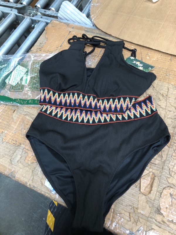 Photo 1 of BMJL Womens High Waisted Bathing Suits Ribbed Two Piece Bikini Sets Sexy V Neck Push Up Swimsuits - L