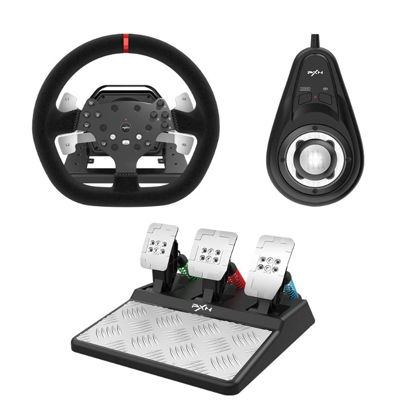 Photo 1 of 
PXN V10 Force Feedback Steering Wheel Detachable Racing Wheel 270/900 Degree Race Steering Wheel with 3-Pedals and Shifter Bundle for PC, Xbox One, Xbox Series X/S, PS4