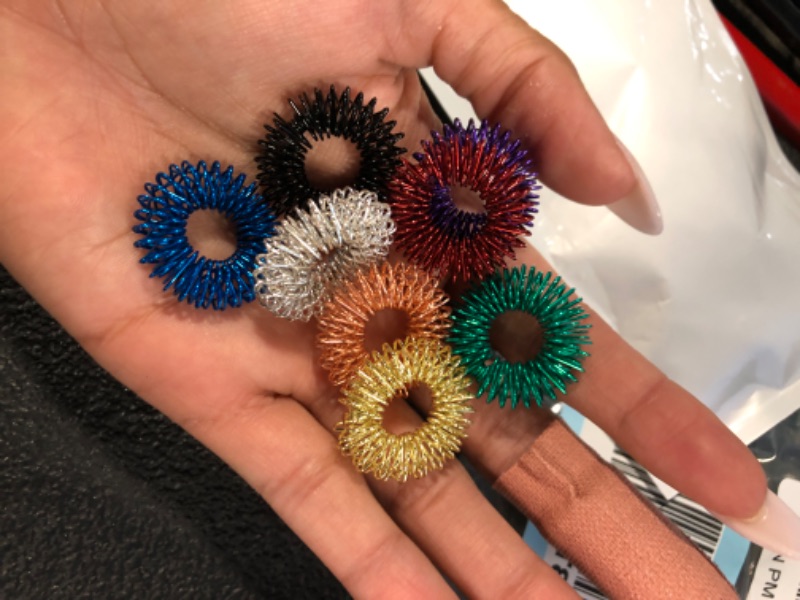 Photo 1 of ASTER 8 Pieces Spiky Sensory Finger Rings Acupressure Ring Set Great Spikey Fidget Ring for Silent Stress Reducer and Massager Improves Blood Circulation