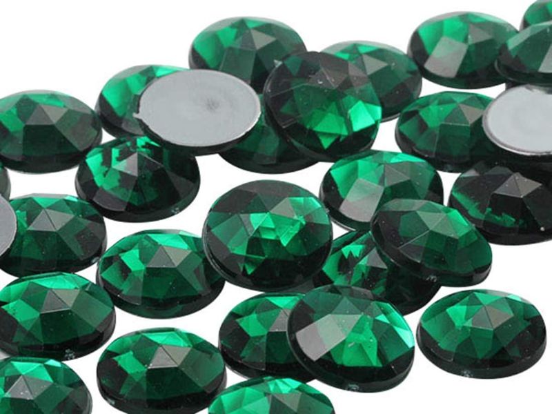 Photo 1 of 25mm Green Emerald .MD Flat Back Round Acrylic Rhinestones Plastic Circle Gems for Costume Making Cosplay Jewels Pro Grade Embelishments - 20 Pieces (Emerald)