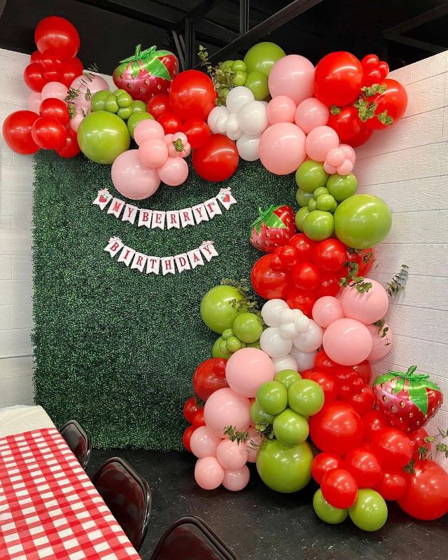 Photo 1 of 
Enanal Strawberry Birthday Decorations, 152pcs Strawberry Baby Shower Red Pink Green Balloons with Large Size Strawberry Foil Balloons for Berry First Party...
Style:Strawberry