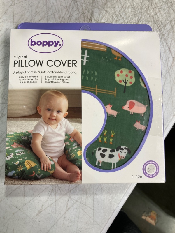 Photo 2 of Boppy Original Support Cover, FKA Boppy Nursing Pillow Cover, Green Farm, Soft Cotton Blend Cover Fits All Boppy Original Nursing Supports for Breastfeeding, Bottle Feeding, and Bonding, Cover Only